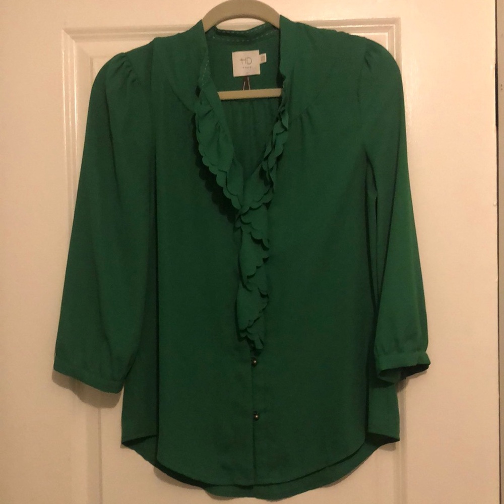 anthropologie HD in paris green blouse size 6